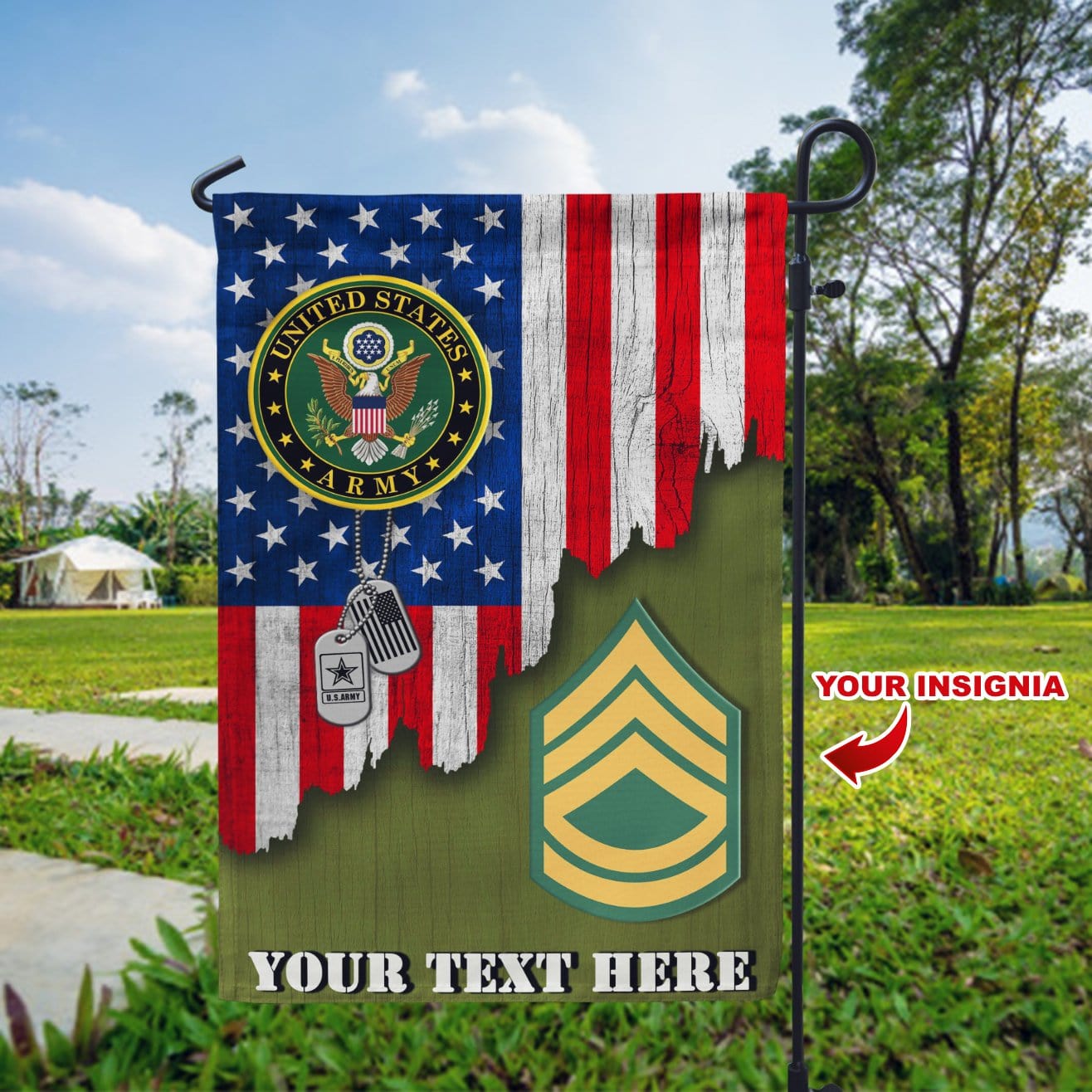 Personalized US Military Logo/Insignia and Text D01 Garden Flag/Yard Flag 12 inches x 18 inches Twin-Side Printing-GDFlag-Personalized-Veterans Nation