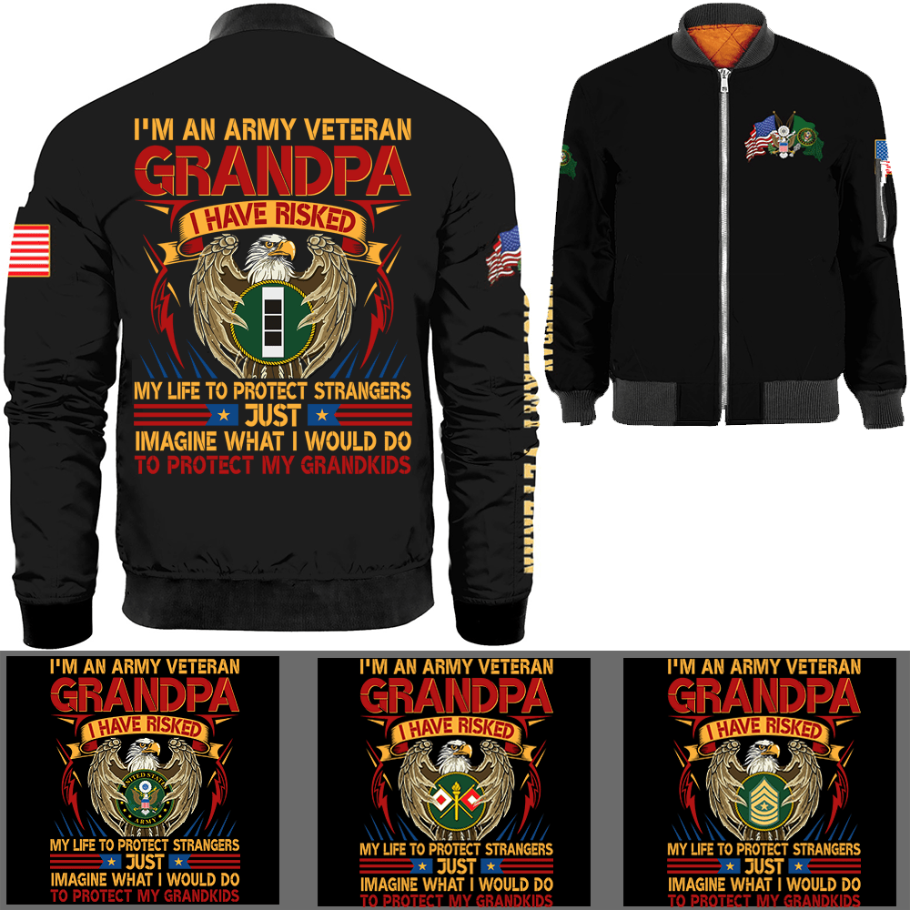 Veteran Grandpa Military Logo/Insignia Bomber Jacket-Bomber-AllBranch-Veterans Nation