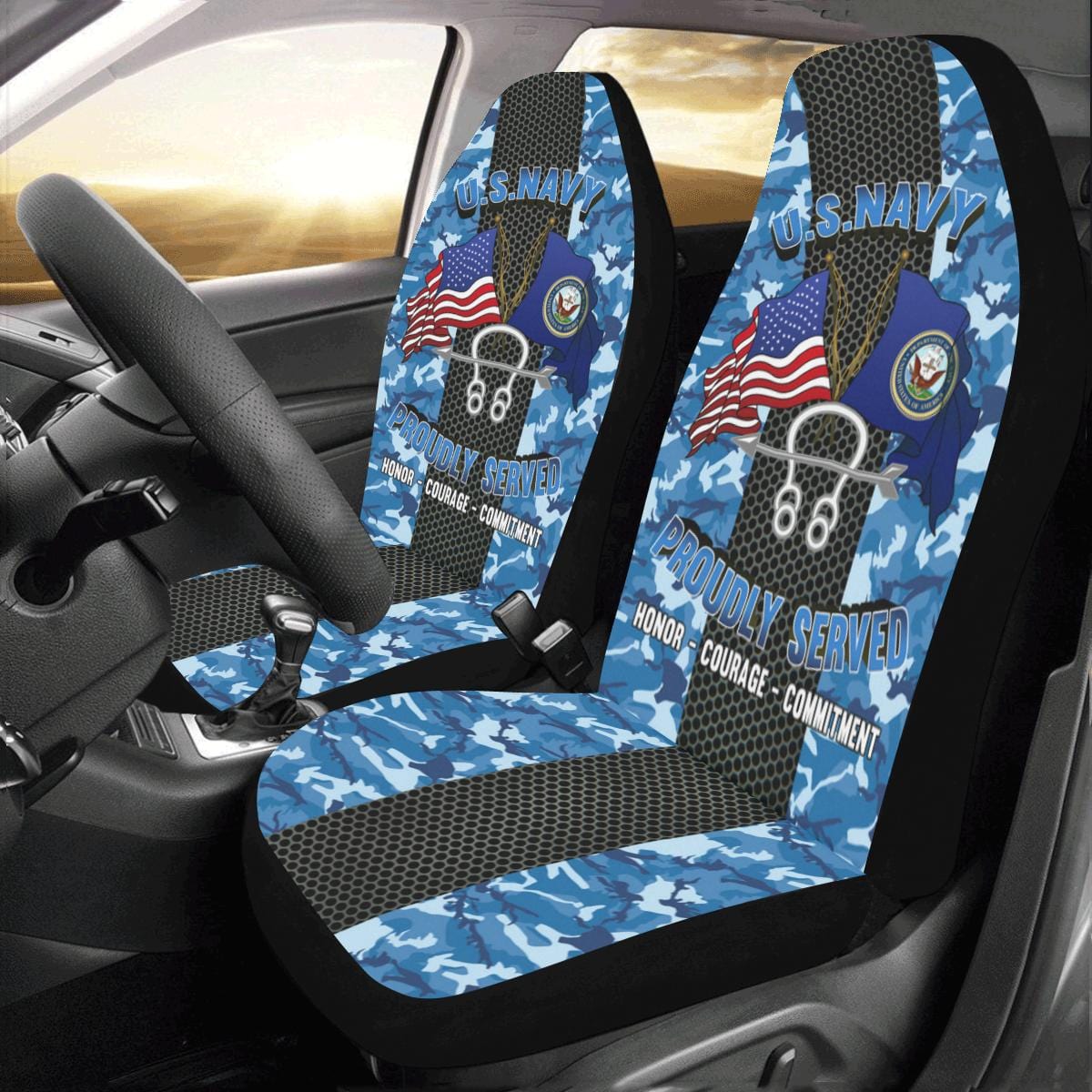 Navy Sonar Technician Navy ST Car Seat Covers (Set of 2)-SeatCovers-Navy-Rate-Veterans Nation