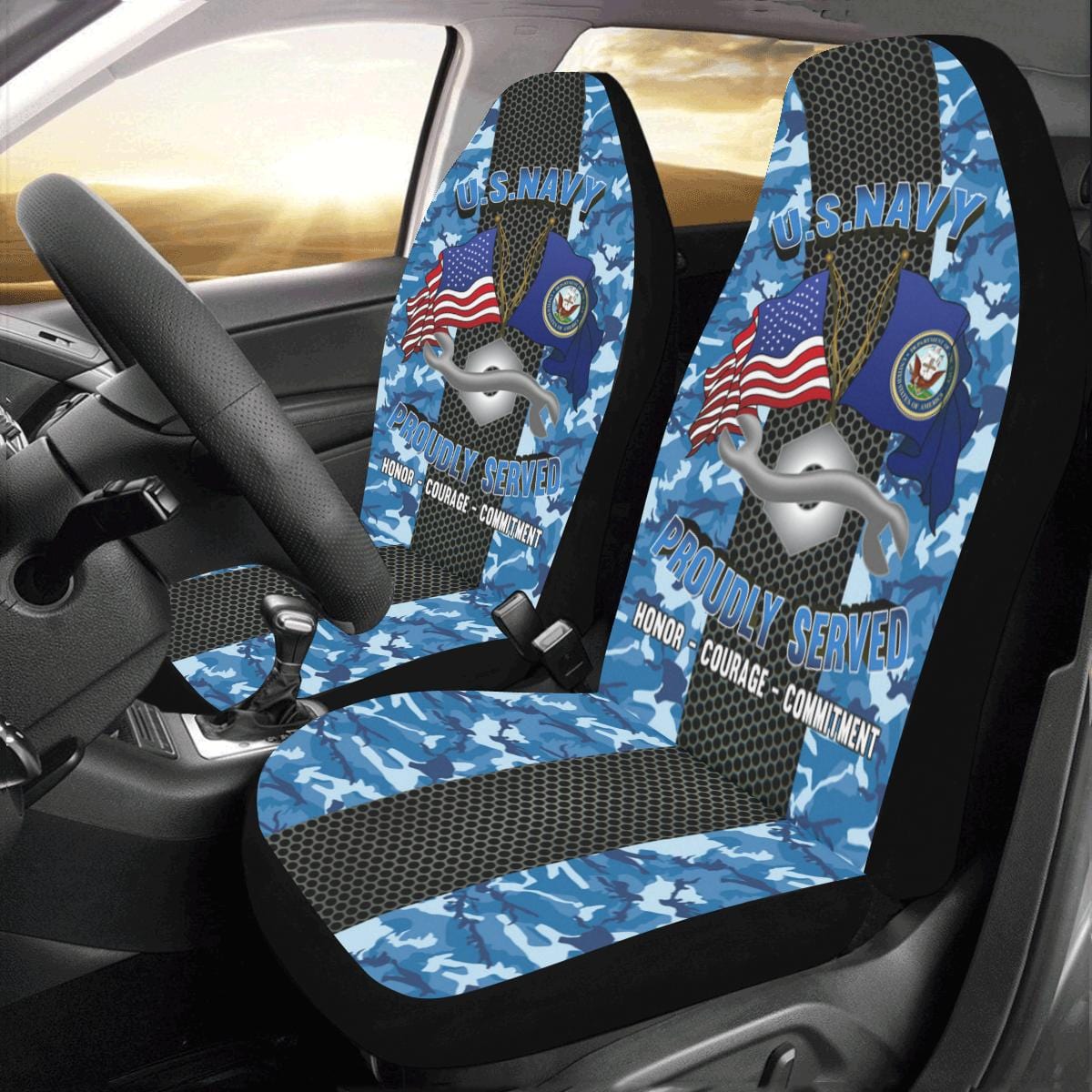 Navy Construction Mechanic Navy CM Car Seat Covers (Set of 2)-SeatCovers-Navy-Rate-Veterans Nation