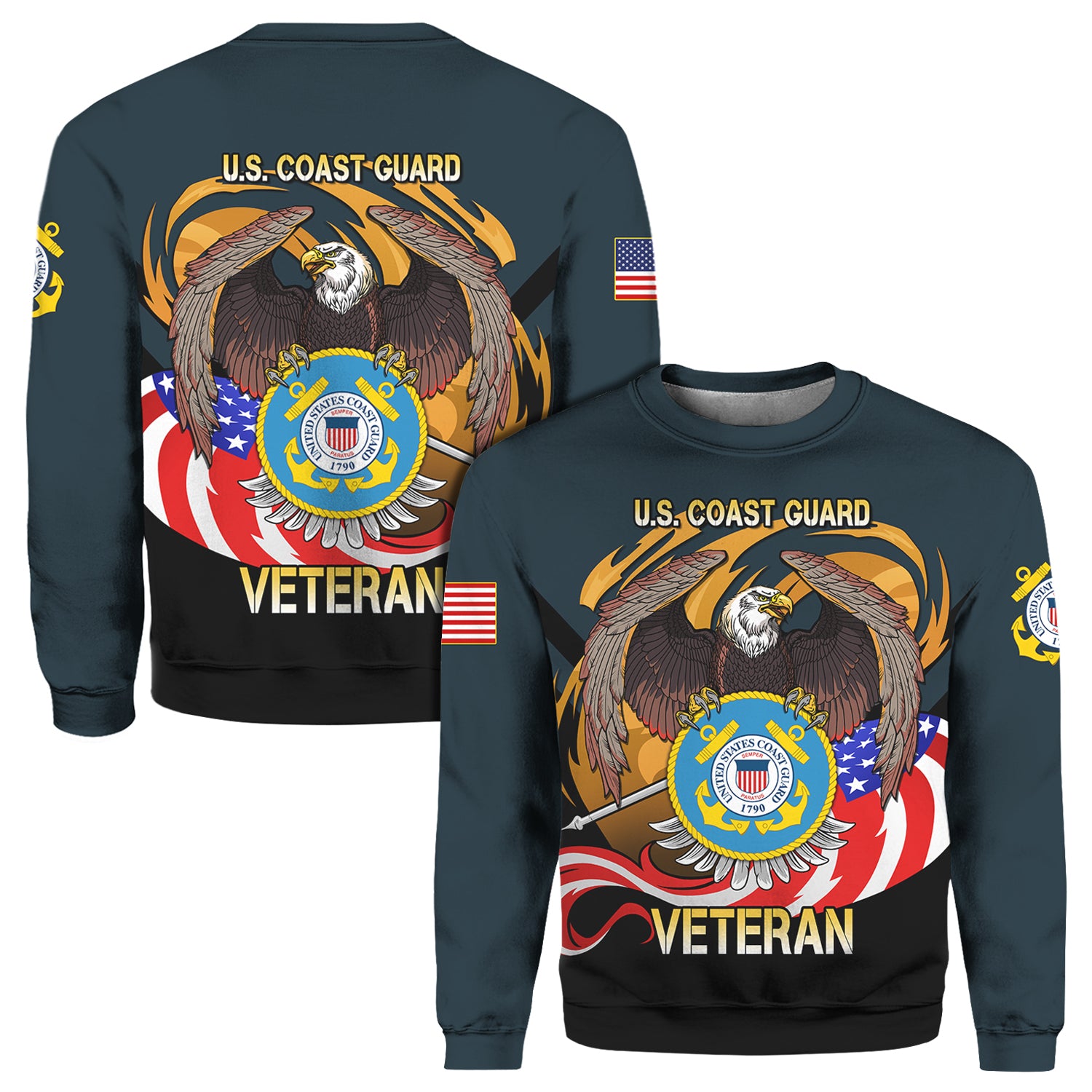 US Veteran American Eagle 3D All Over Prints Crewneck Sweatshirt-Full Printed Apparel-Veterans Nation