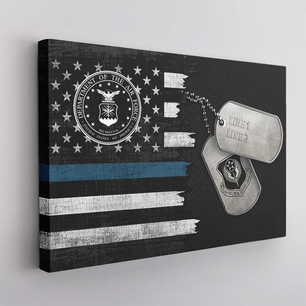 Personalized Canvas 1.5in Frame - Black/White USA Flag With Military Ranks/Insignia - Personalized Name & Ranks D08-Canvas-Personalized-AllBranch-Veterans Nation