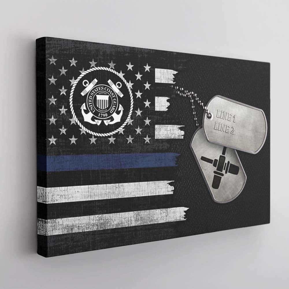 Personalized Canvas 1.5in Frame - Black/White USA Flag With Military Ranks/Insignia - Personalized Name & Ranks D08-Canvas-Personalized-AllBranch-Veterans Nation