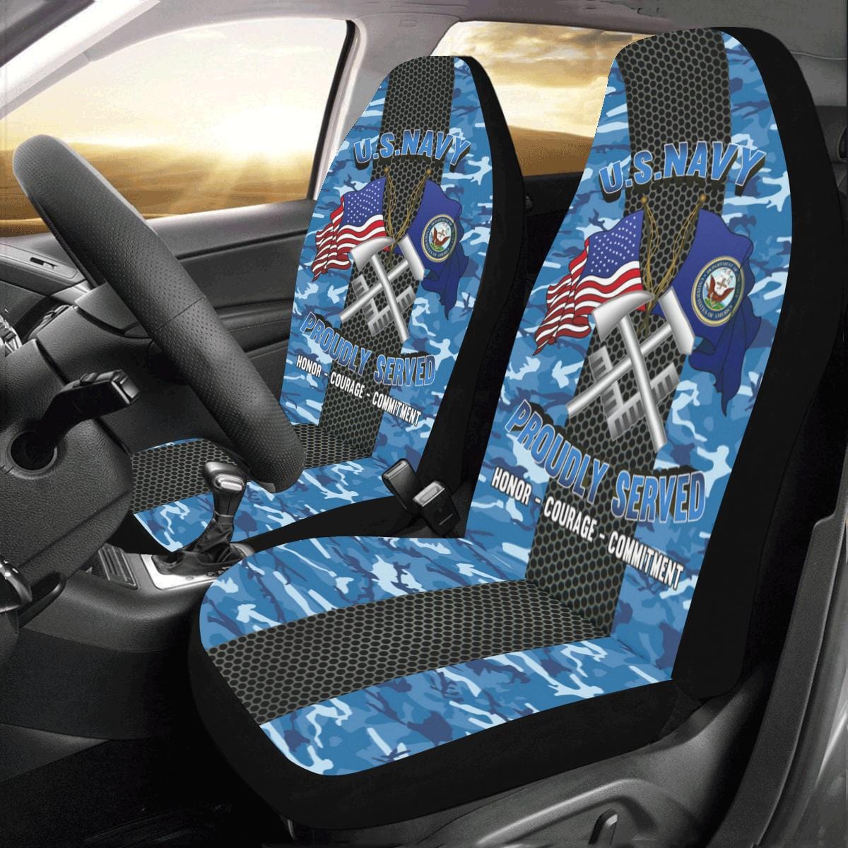 Navy Hull Maintenance Technician Navy HT Car Seat Covers (Set of 2)-SeatCovers-Navy-Rate-Veterans Nation