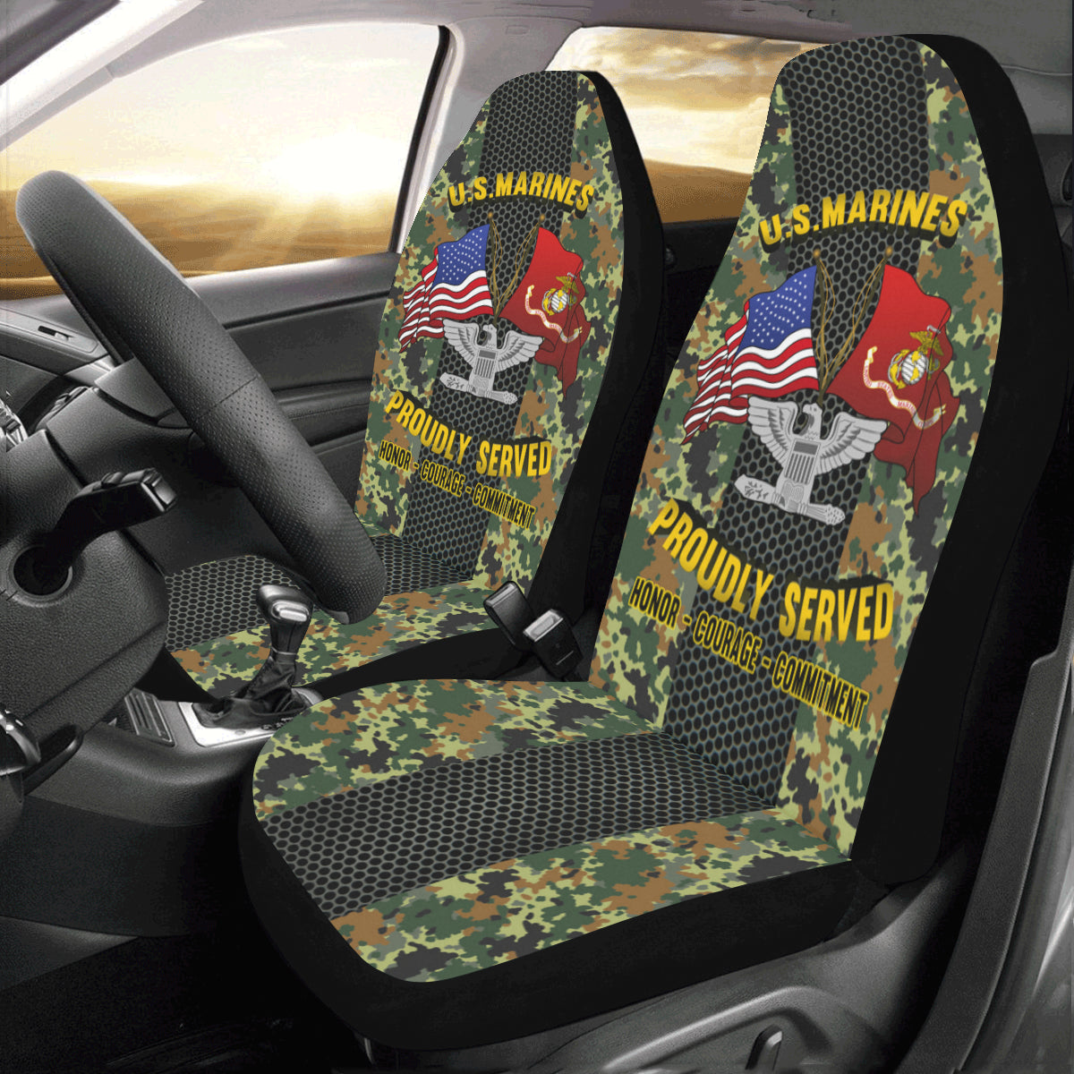 M.Corps O-6 Colonel O6 Col M.Corps O6 Field Officer Car Seat Covers (Set of 2)-SeatCovers-USMC-Ranks-Veterans Nation