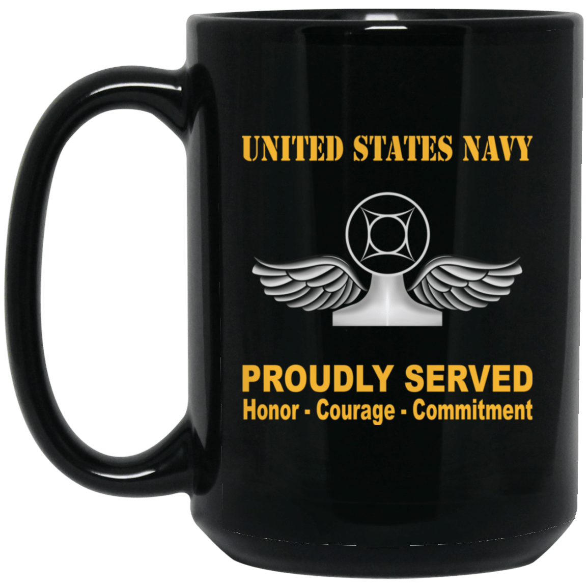 Navy Air Traffic Controller Navy AC Proudly Served Black Mug 11 oz - 15 oz-Mug-Navy-Rate-Veterans Nation