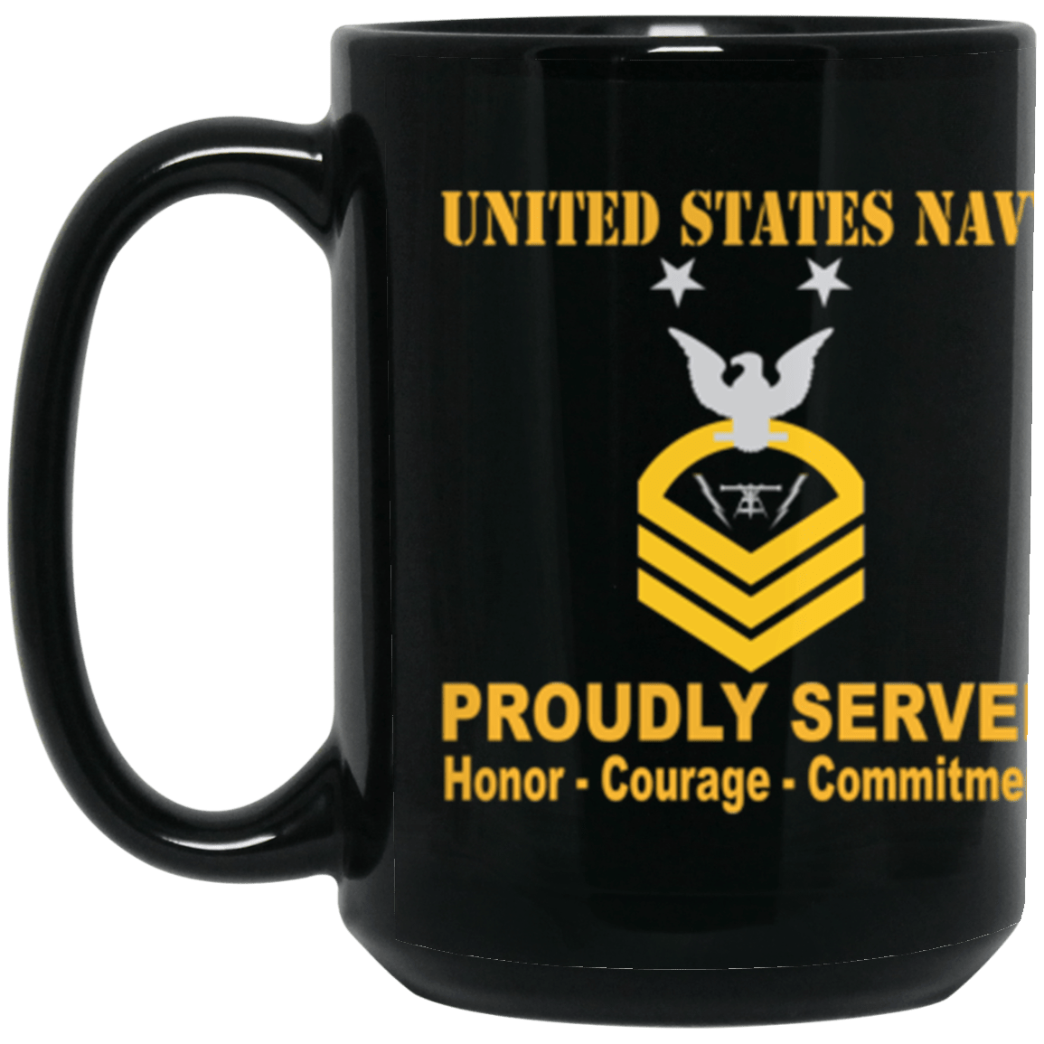 US Navy FC E-9 15 oz. Black Mug-Drinkware-Veterans Nation