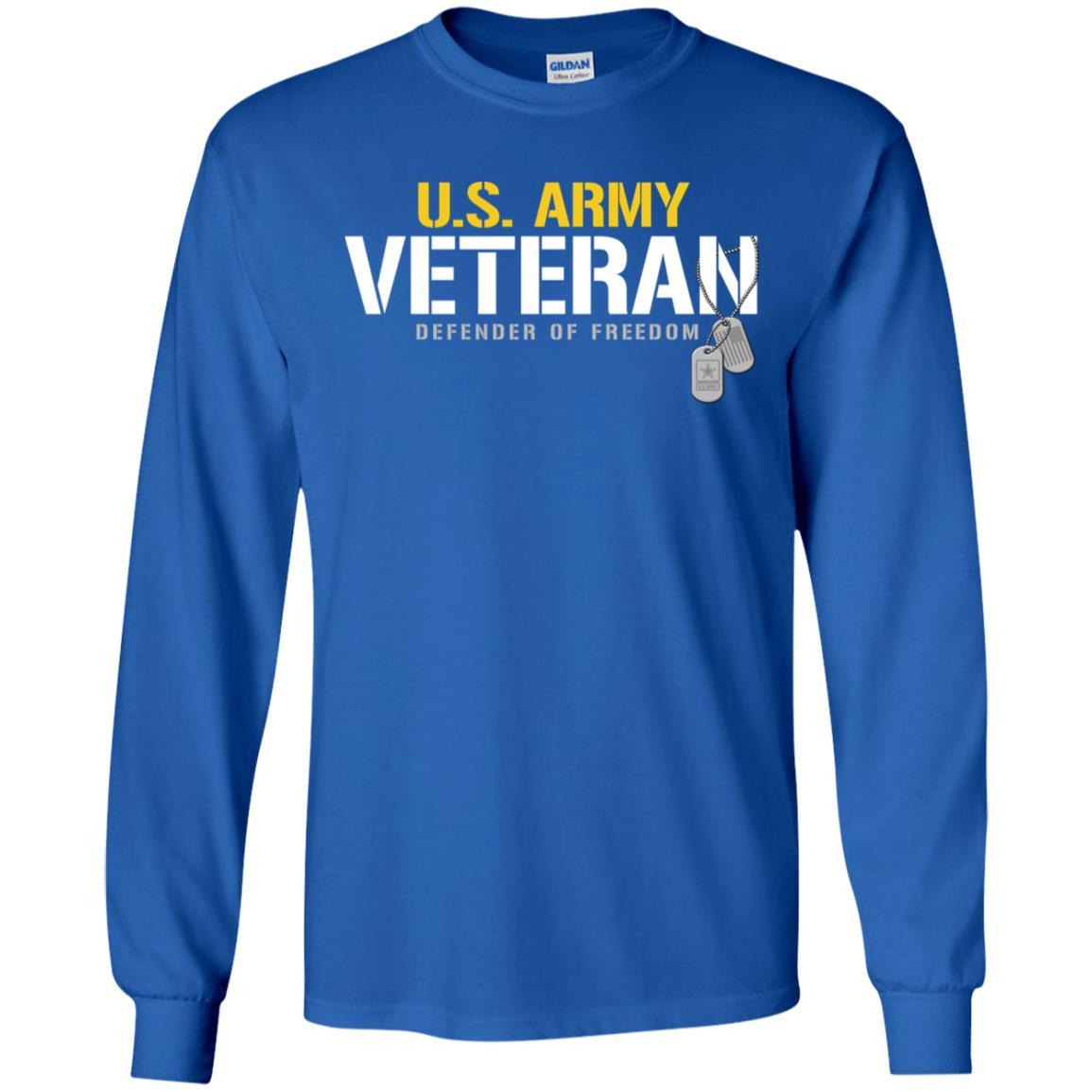 US Army T-Shirt "Veteran Defender Of Freedom" On Front-TShirt-Army-Veterans Nation