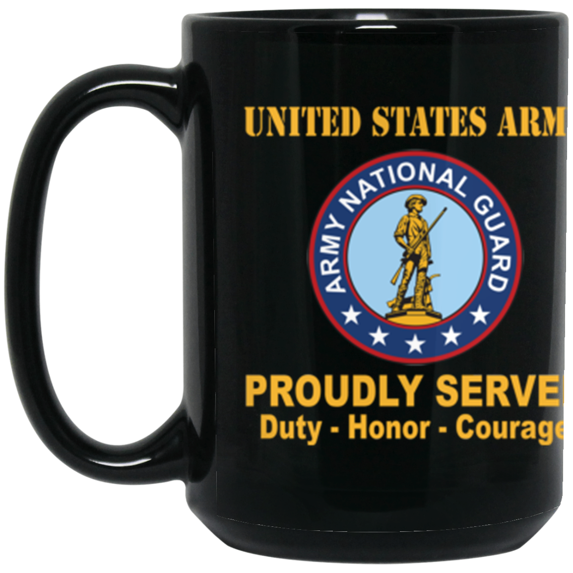 US Army National Guard Proudly Served Core Values 15 oz. Black Mug-Drinkware-Veterans Nation