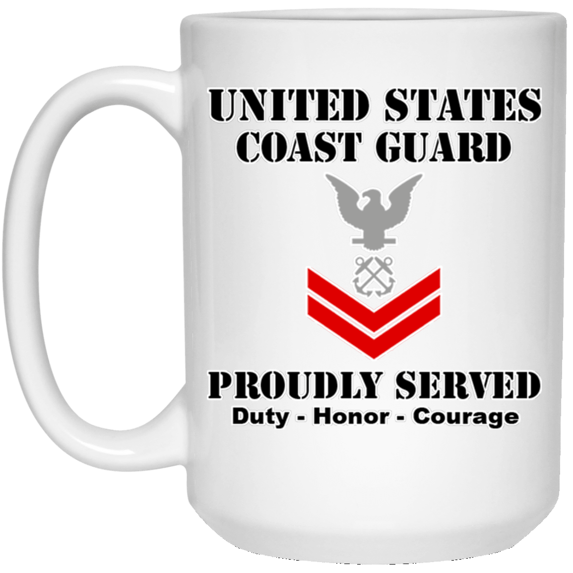 US Coast Guard E-5 Petty Officer Second Class E5 PO2 Petty Officer Ranks White Coffee Mug - Stainless Travel Mug-Mug-USCG-Collar-Veterans Nation