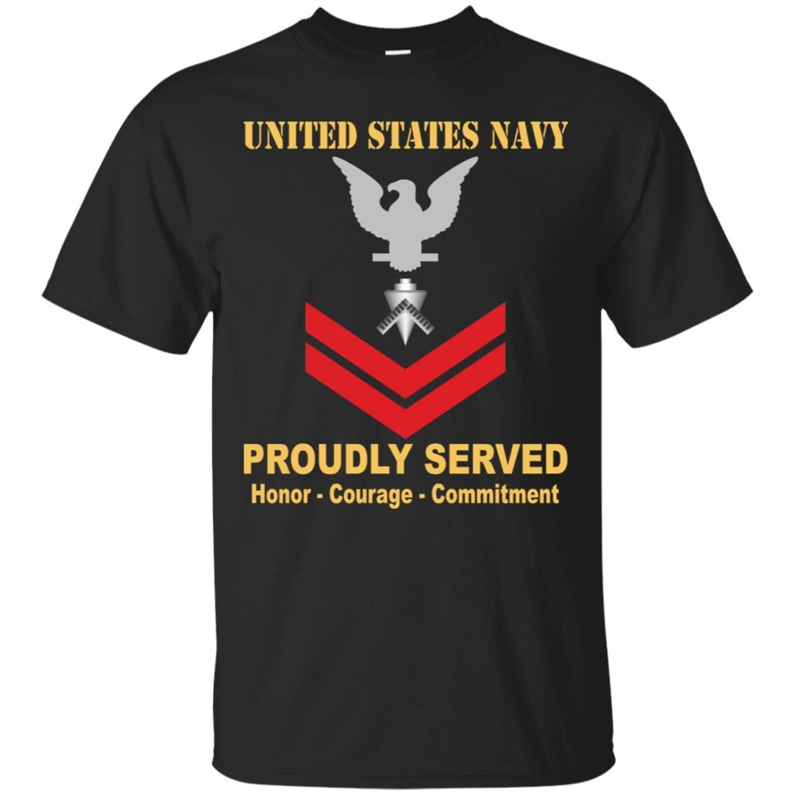 U.S Navy Builder Navy BU E-5 Rating Badges Proudly Served T-Shirt For Men On Front-TShirt-Navy-Veterans Nation