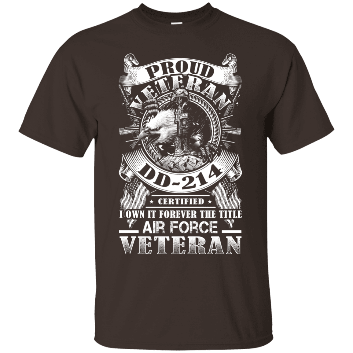 Proud Air Force Veteran DD214 Front T Shirts-TShirt-USAF-Veterans Nation