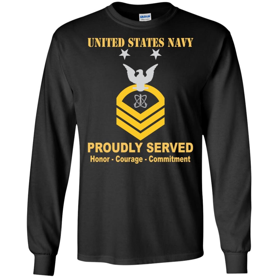 Navy Electronics Warfare Technician Navy EW E-9 Rating Badges Proudly Served T-Shirt For Men On Front-TShirt-Navy-Veterans Nation