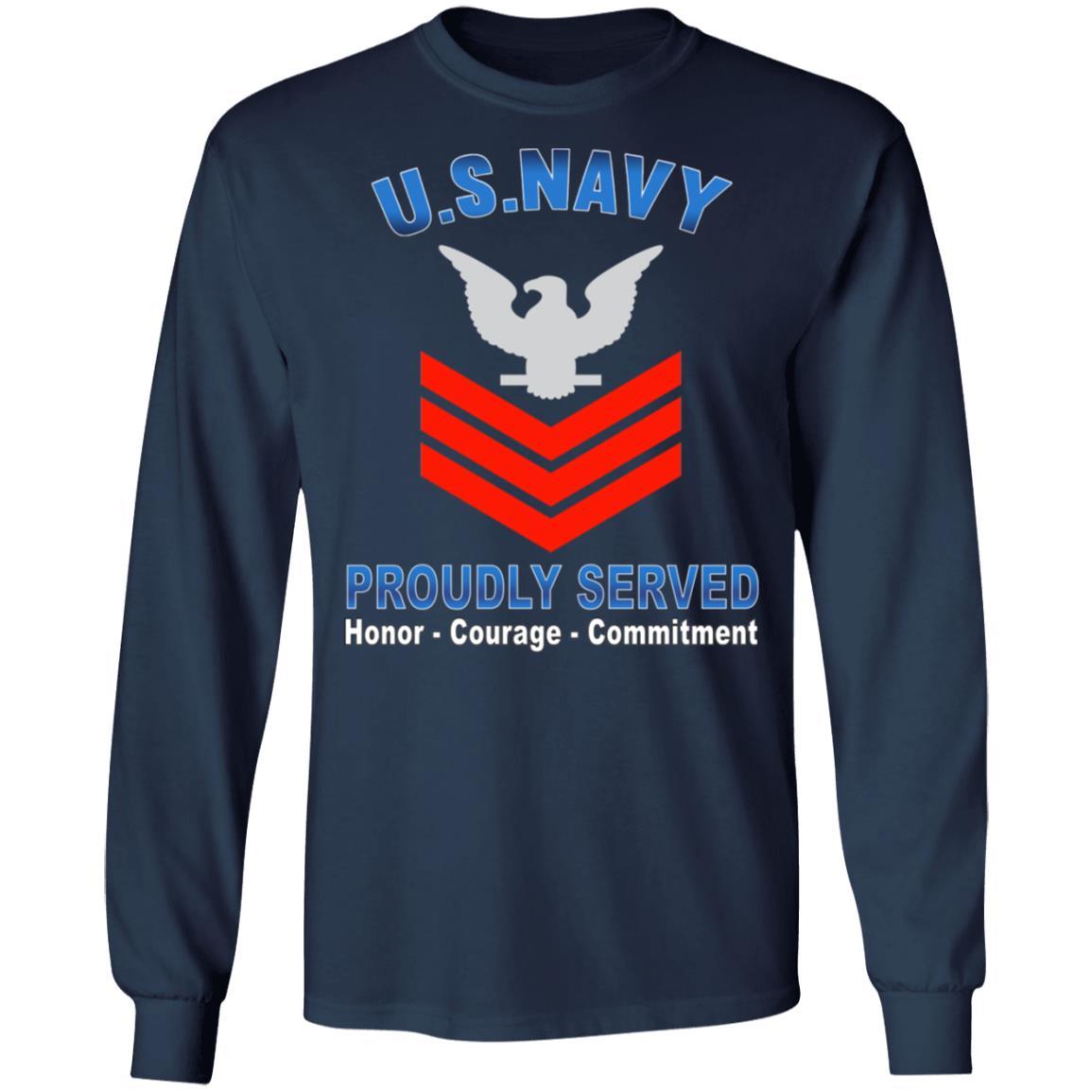 US Navy E-6 Petty Officer First Class E6 PO1 Collar Device Proudly Served T-Shirt On Front-Apparel-Veterans Nation