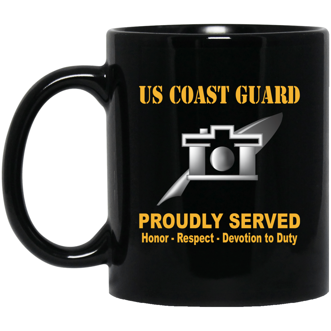 USCG PUBLIC AFFAIRS SPECIALIST PA Logo Proudly Served Black Mug 11 oz - 15 oz-Mug-USCG-Rate-Veterans Nation