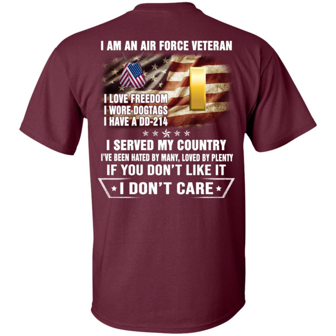 I Am An Air Force O-1 Second Lieutenant 2d Lt O1 Commissioned Officer Ranks Veteran T-Shirt On Back-TShirt-USAF-Veterans Nation