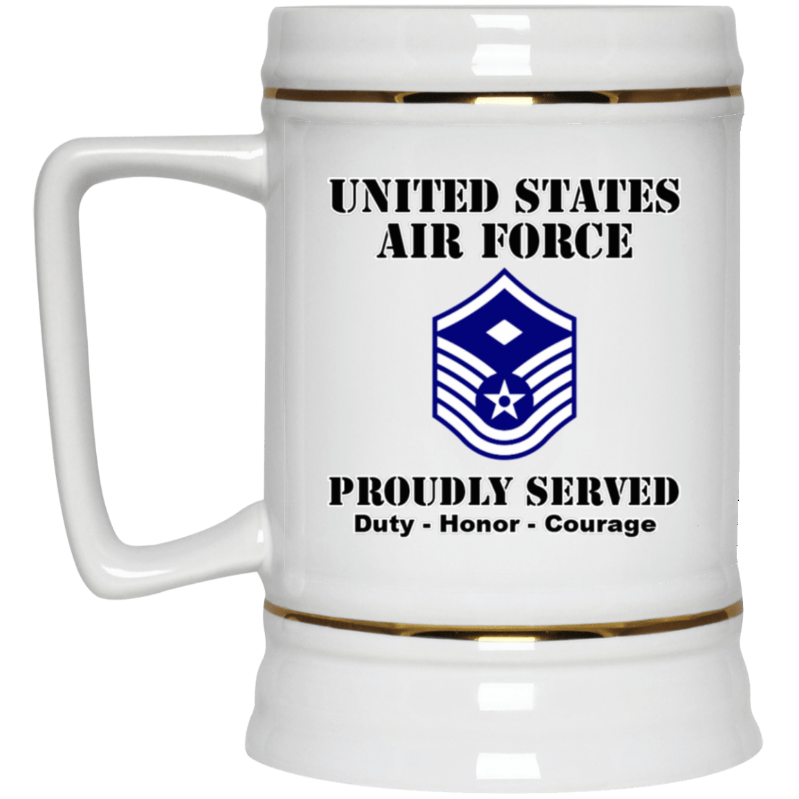 US Air Force E-7 First Sergeant Ranks White Coffee Mug - Stainless Travel Mug-Mug-USAF-Ranks-Veterans Nation