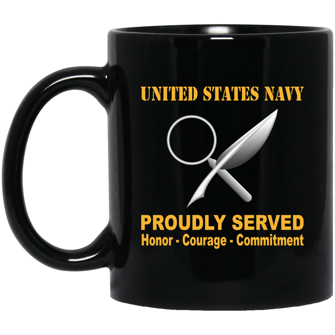 Navy Intelligence Specialist Navy IS Proudly Served Black Mug 11 oz - 15 oz-Mug-Navy-Rate-Veterans Nation