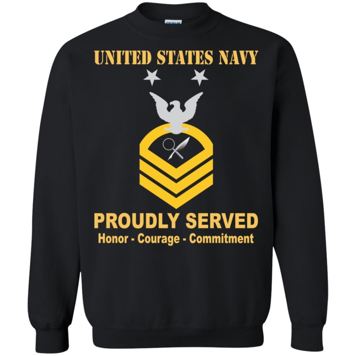 Navy Intelligence Specialist Navy IS E-9 Rating Badges Proudly Served T-Shirt For Men On Front-TShirt-Navy-Veterans Nation