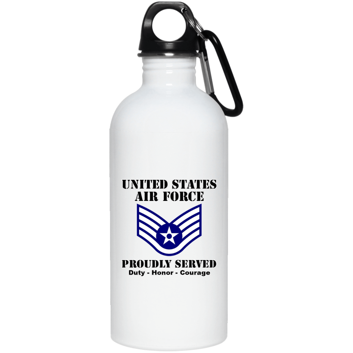 US Air Force E-5 Staff Sergeant SSgt E5 Noncommissioned Officer Ranks White Coffee Mug - Stainless Travel Mug-Mug-USAF-Ranks-Veterans Nation