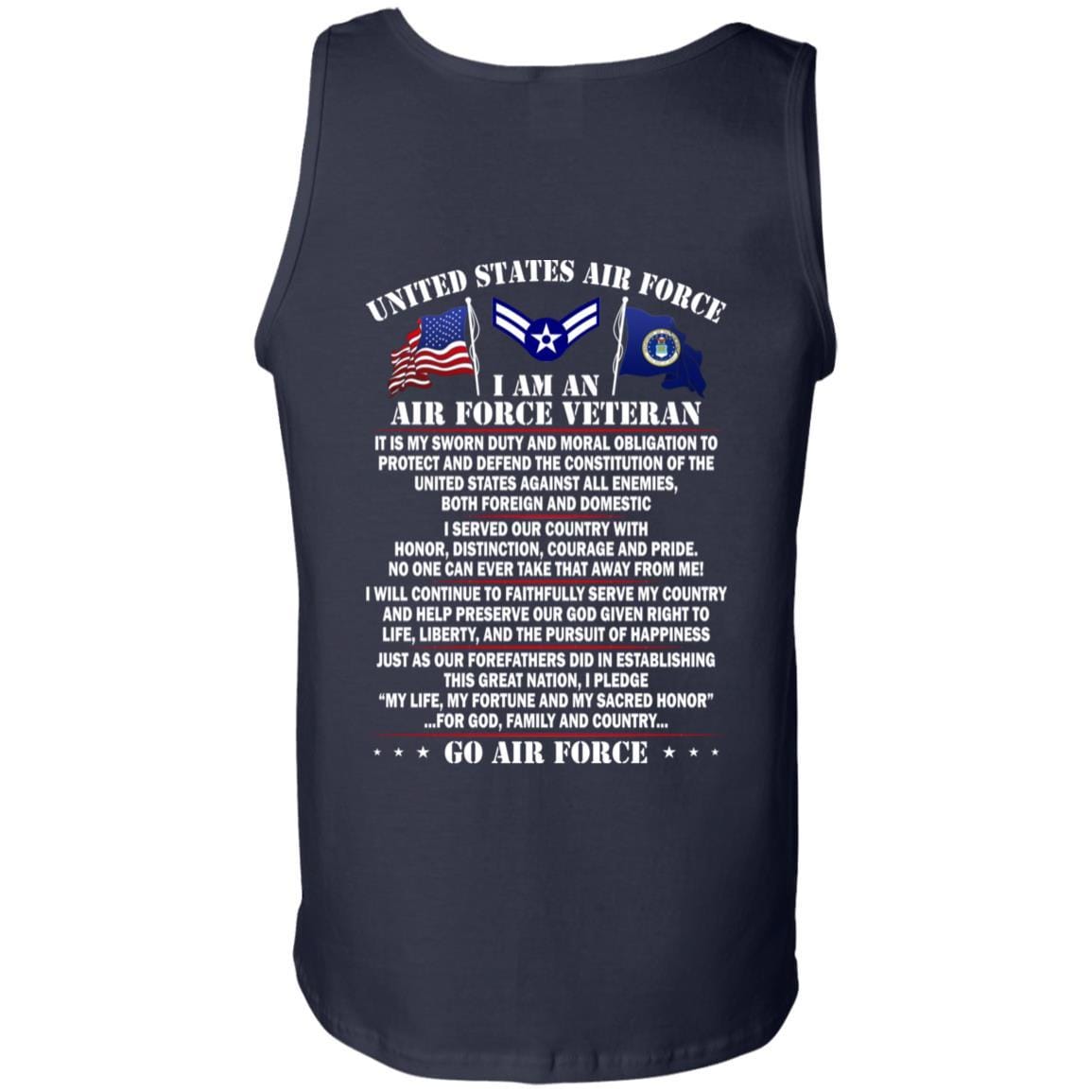 US Air Force E-3 Airman First Class A1C E3 Ranks Enlisted Airman AF Rank - Go Air Force T-Shirt On Back-TShirt-USAF-Veterans Nation