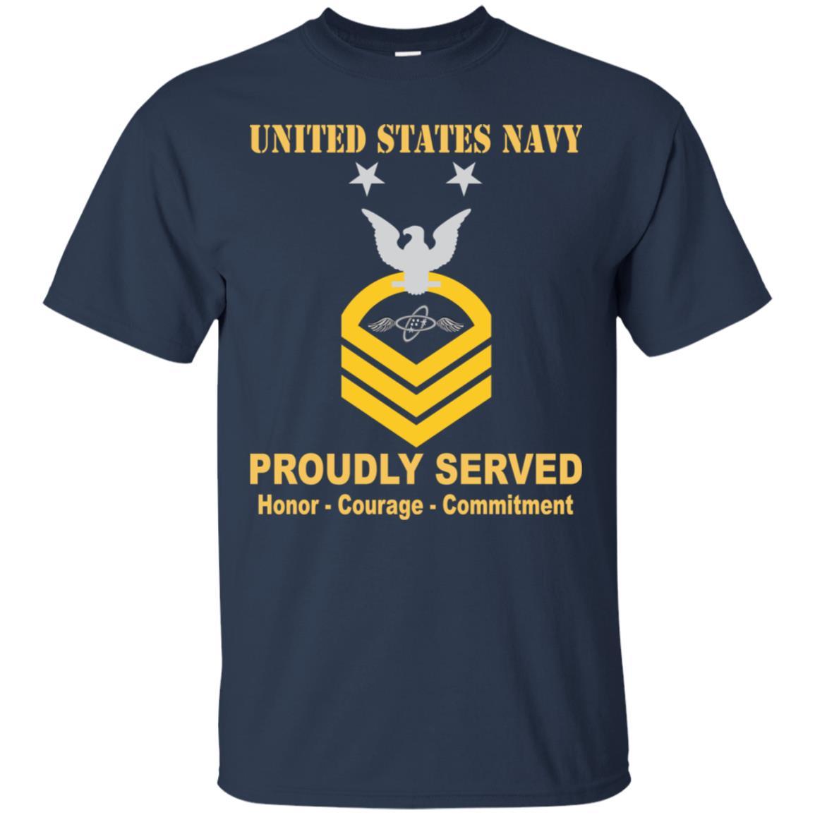 Navy Aviation Electronics Technician Navy AT E-9 Rating Badges Proudly Served T-Shirt For Men On Front-TShirt-Navy-Veterans Nation