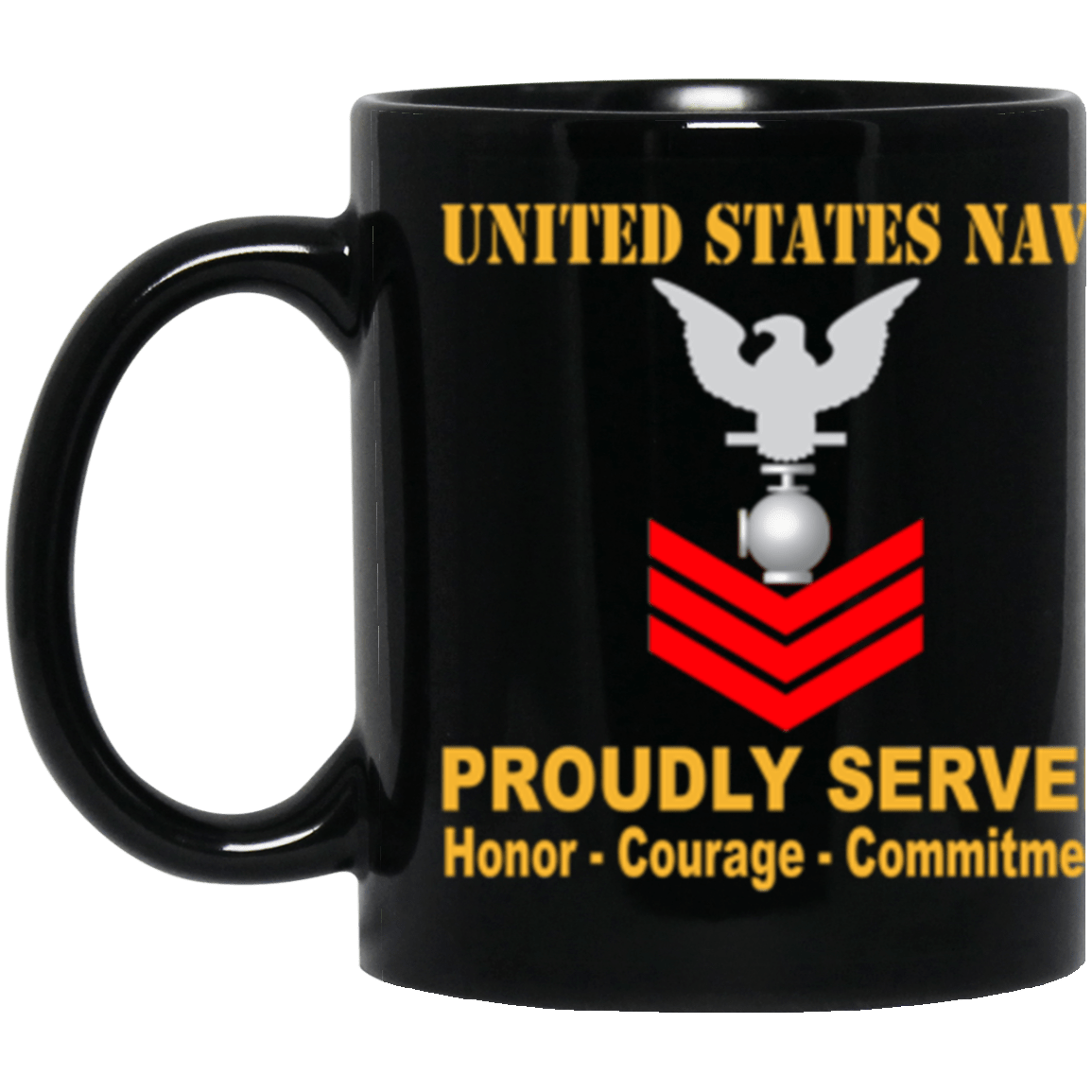 US Navy Utilitiesman Navy UT E-6 Red Stripe 11 oz. Black Mug-Drinkware-Veterans Nation