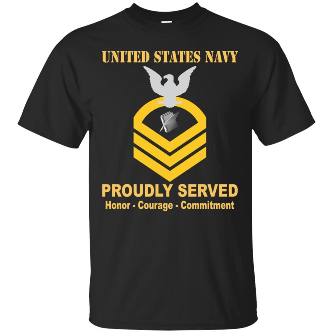 Navy Personnel Specialist Navy PS E-7 Rating Badges Proudly Served T-Shirt For Men On Front-TShirt-Navy-Veterans Nation