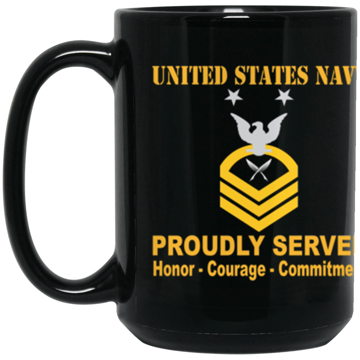 US Navy YN E-9 15 oz. Black Mug-Drinkware-Veterans Nation