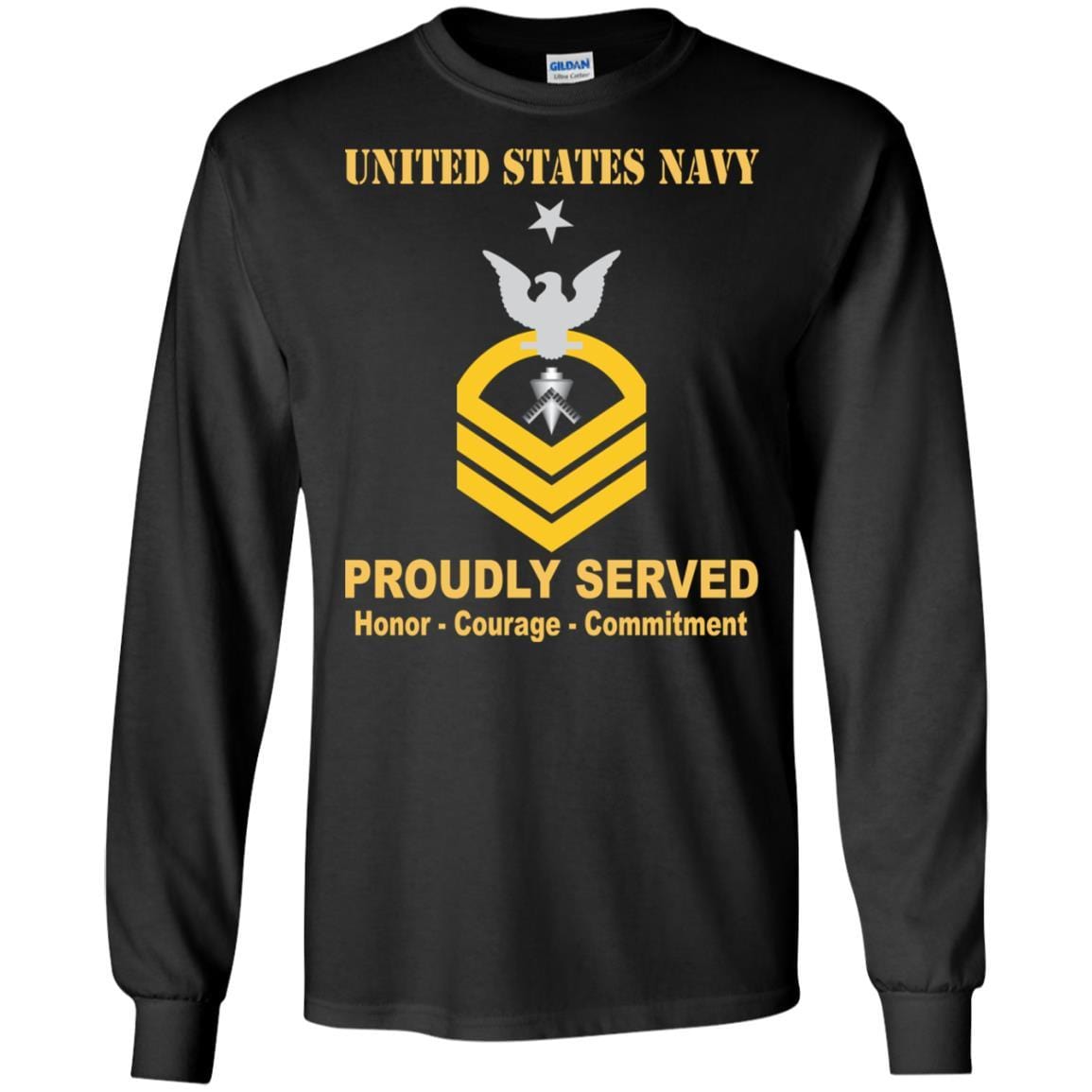 U.S Navy Builder Navy BU E-8 Rating Badges Proudly Served T-Shirt For Men On Front-TShirt-Navy-Veterans Nation