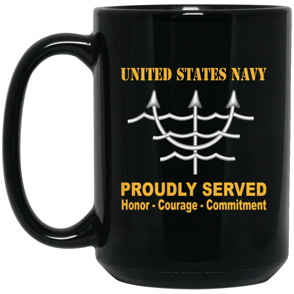 Navy Ocean Systems Technician Navy OT Proudly Served Black Mug 11 oz - 15 oz-Mug-Navy-Rate-Veterans Nation