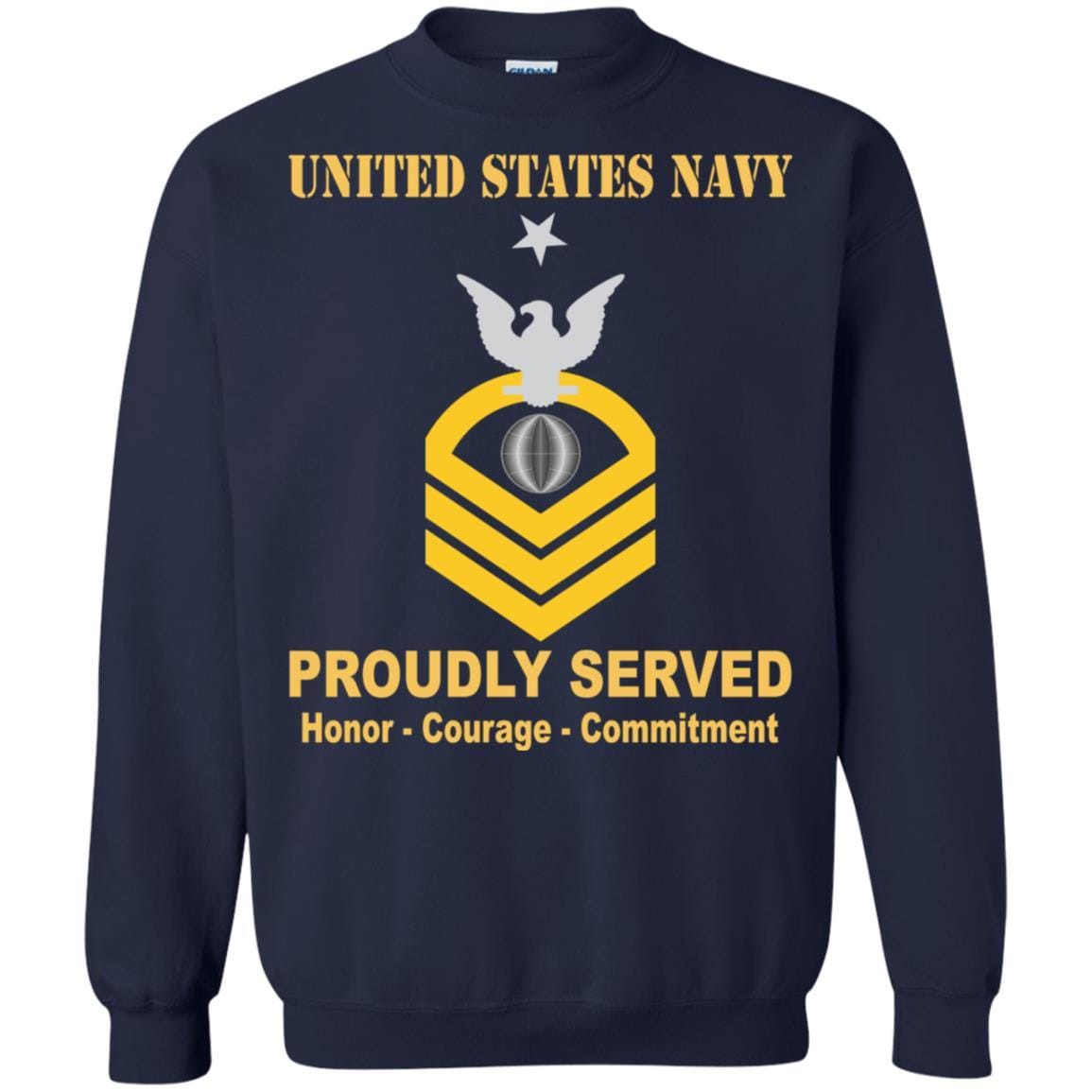 U.S Navy Electrician's mate Navy EM E-8 Rating Badges Proudly Served T-Shirt For Men On Front-TShirt-Navy-Veterans Nation