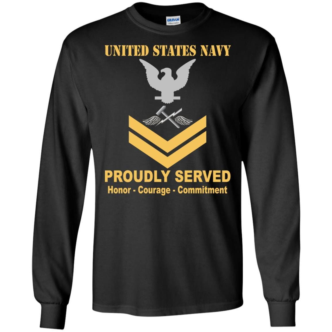 Navy Aviation Support Equipment Tech Navy AS E-5 Rating Badges Proudly Served T-Shirt For Men On Front-TShirt-Navy-Veterans Nation