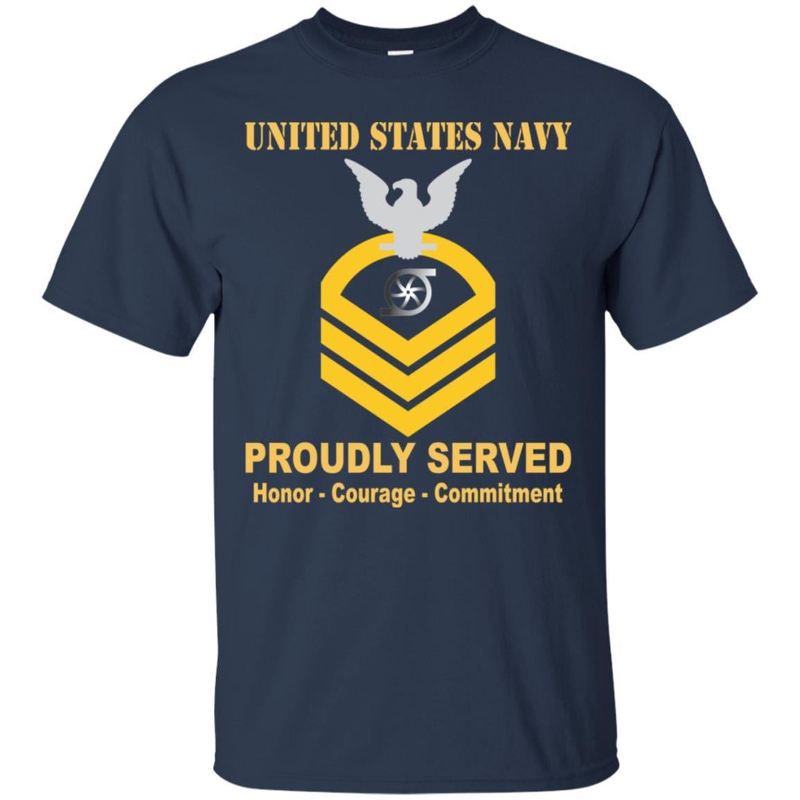 Navy Gas Turbine Systems Technician Navy GS E-7 Rating Badges Proudly Served T-Shirt For Men On Front-TShirt-Navy-Veterans Nation