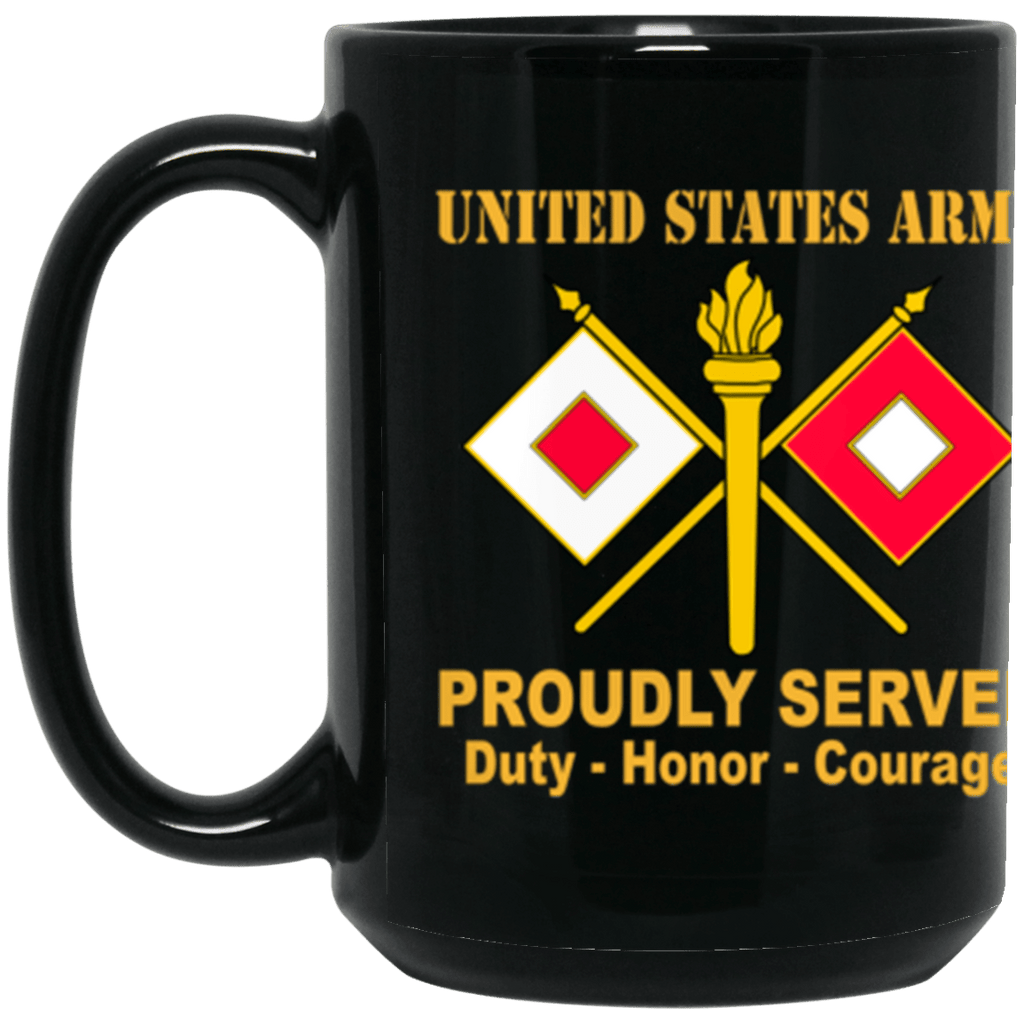 US Army Signal Corps Proudly Served Core Values 15 oz. Black Mug-Drinkware-Veterans Nation