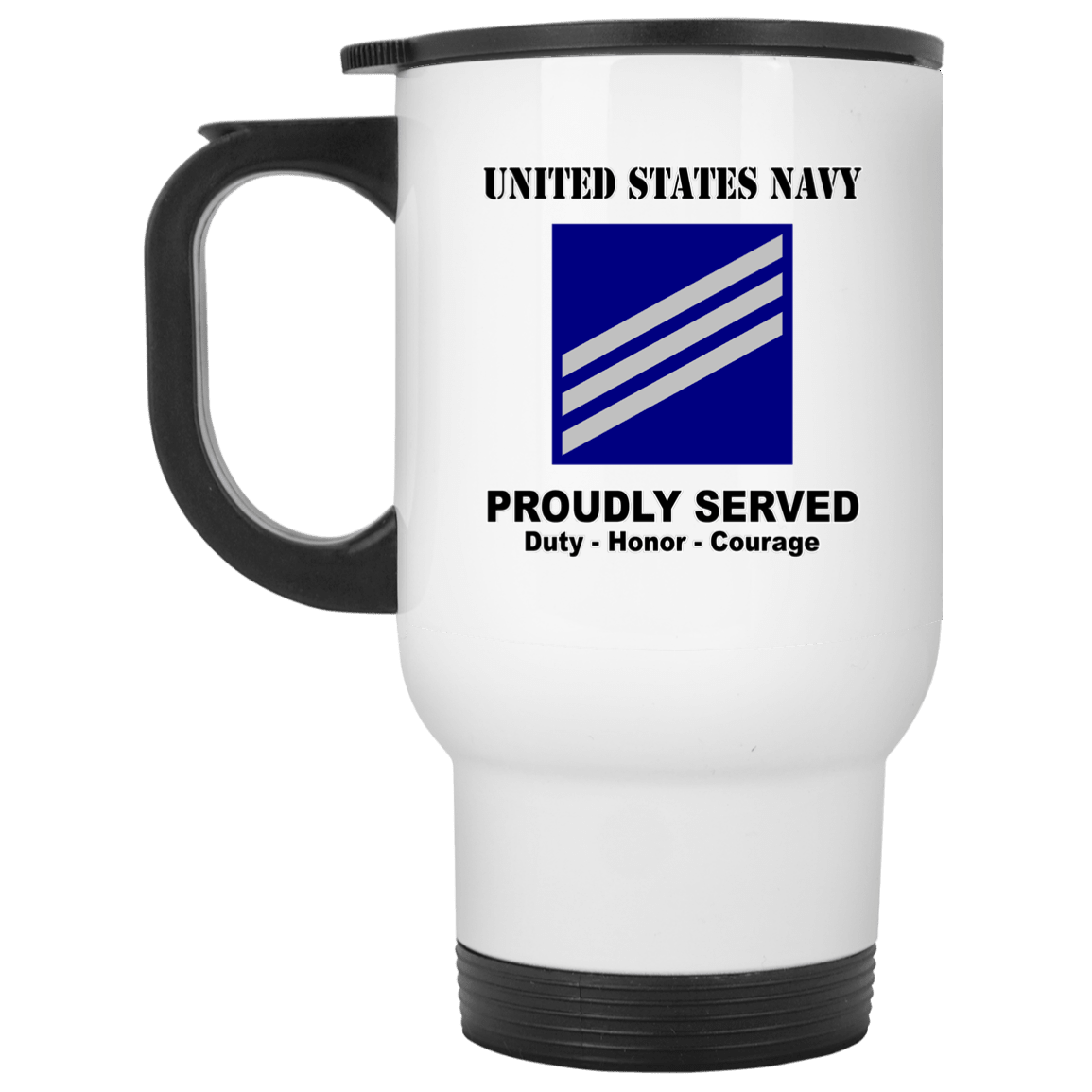 US Navy E-3 Seaman E3 SN Junior Enlisted Ranks T shirt White Coffee Mug - Stainless Travel Mug-Mug-Navy-Collar-Veterans Nation