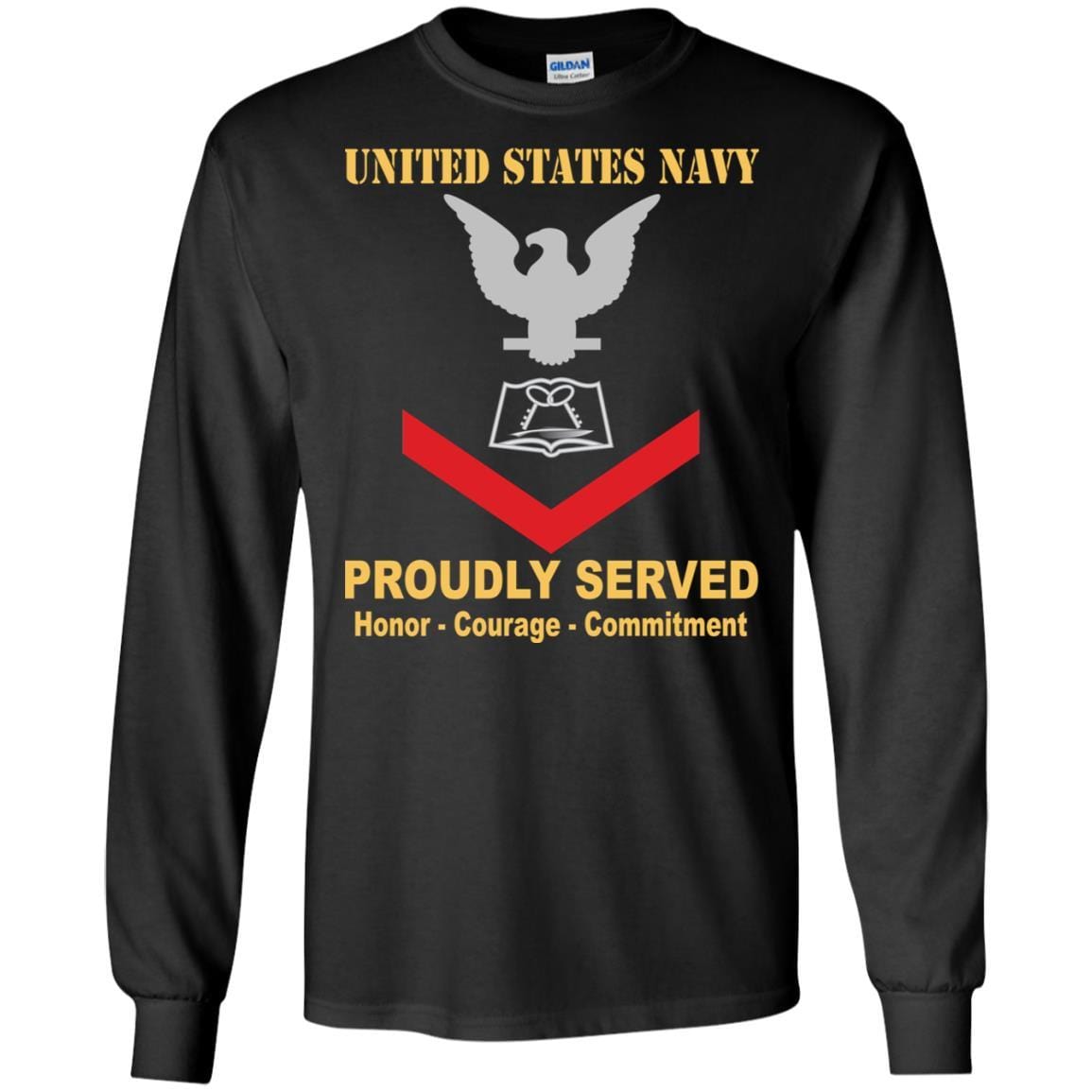 Navy Mess Management Specialist Navy MS E-4 Rating Badges Proudly Served T-Shirt For Men On Front-TShirt-Navy-Veterans Nation