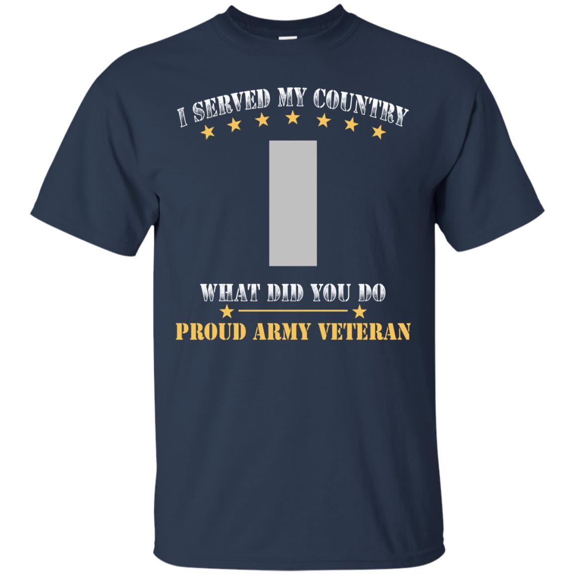 US Army O-2 First Lieutenant O2 1LT Commissioned Officer Ranks Men Front T Shirt - Proud US Army Veteran-TShirt-Army-Veterans Nation