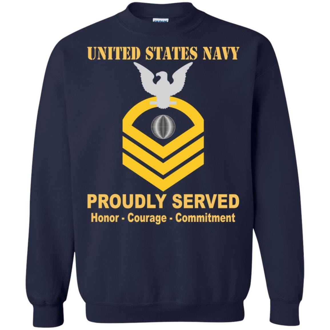 U.S Navy Electrician's mate Navy EM E-7 Rating Badges Proudly Served T-Shirt For Men On Front-TShirt-Navy-Veterans Nation