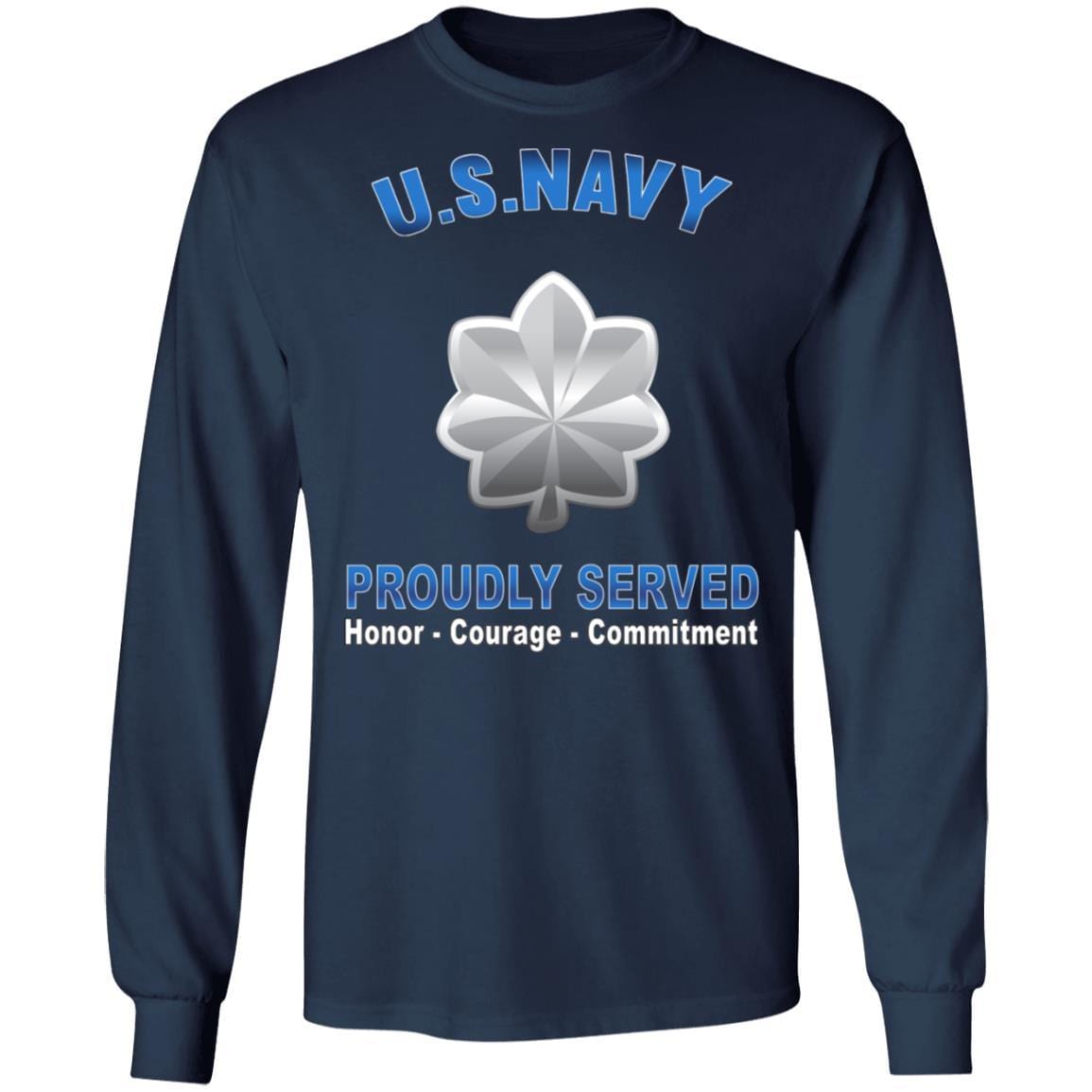 US Navy O-5 Commander O5 CDR Senior Officer Proudly Served T-Shirt On Front-Apparel-Veterans Nation