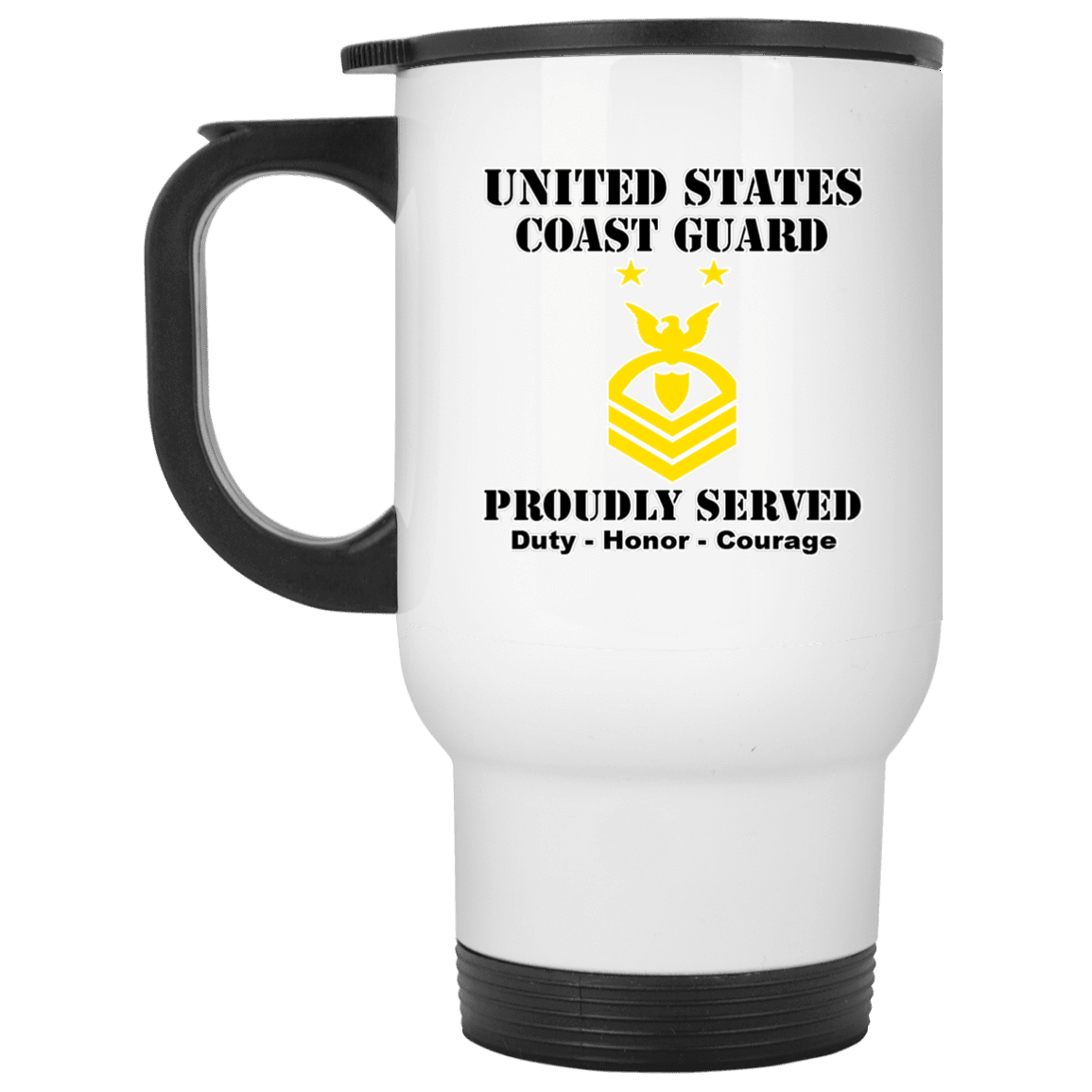 US Coast Guard E-9 Command Master Chief Petty Officer E9 CMC Chief Petty Officer Ranks White Coffee Mug - Stainless Travel Mug-Mug-USCG-Collar-Veterans Nation