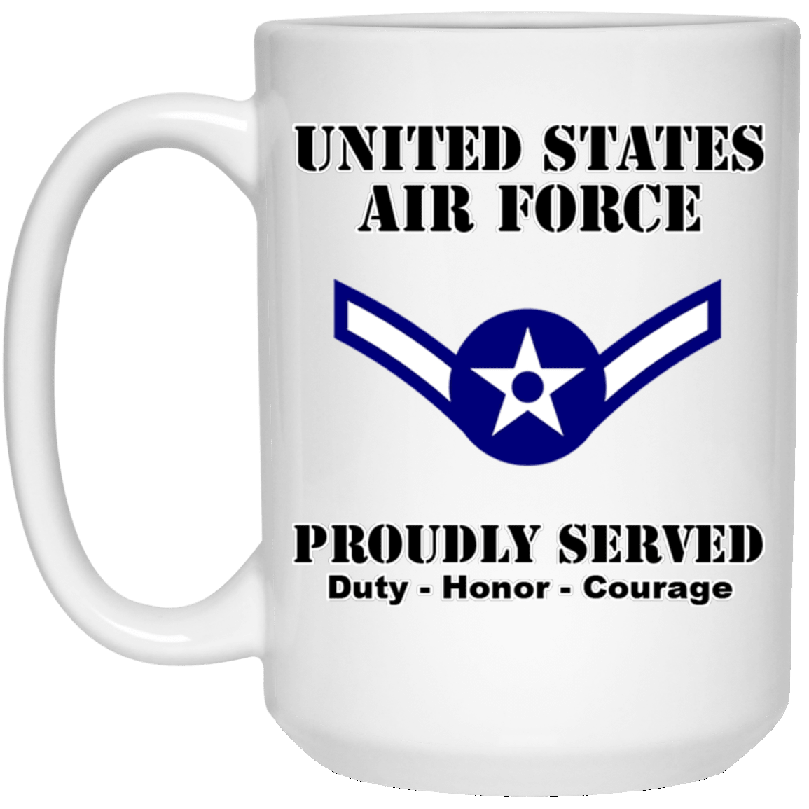 US Air Force E-2 Airman Amn E2 Ranks Enlisted Airman Ranks White Coffee Mug - Stainless Travel Mug-Mug-USAF-Ranks-Veterans Nation