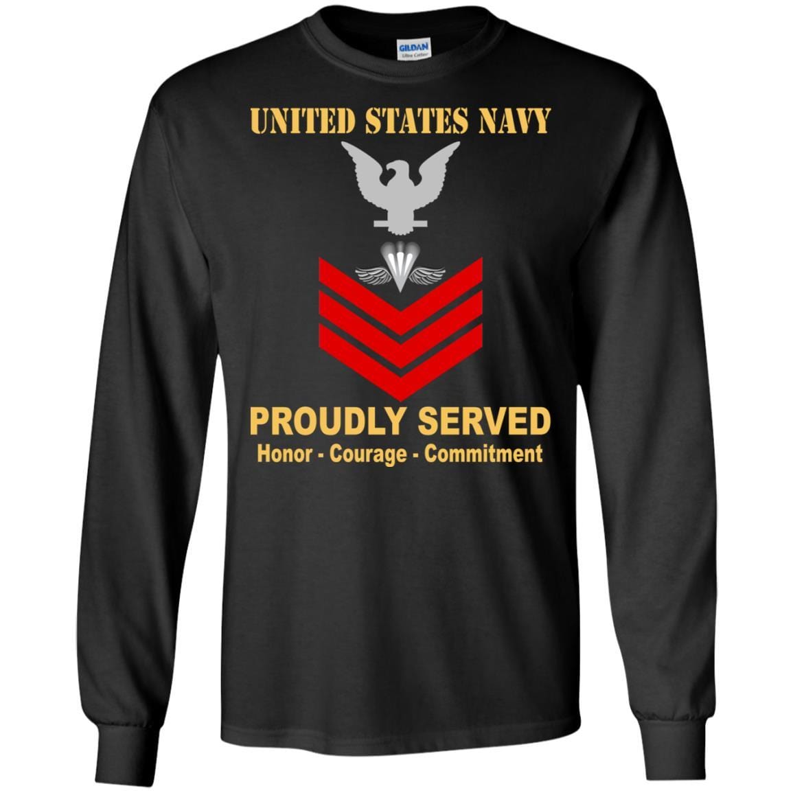 Navy Aircrew Survival Equipmentman Navy PR E-6 Rating Badges Proudly Served T-Shirt For Men On Front-TShirt-Navy-Veterans Nation