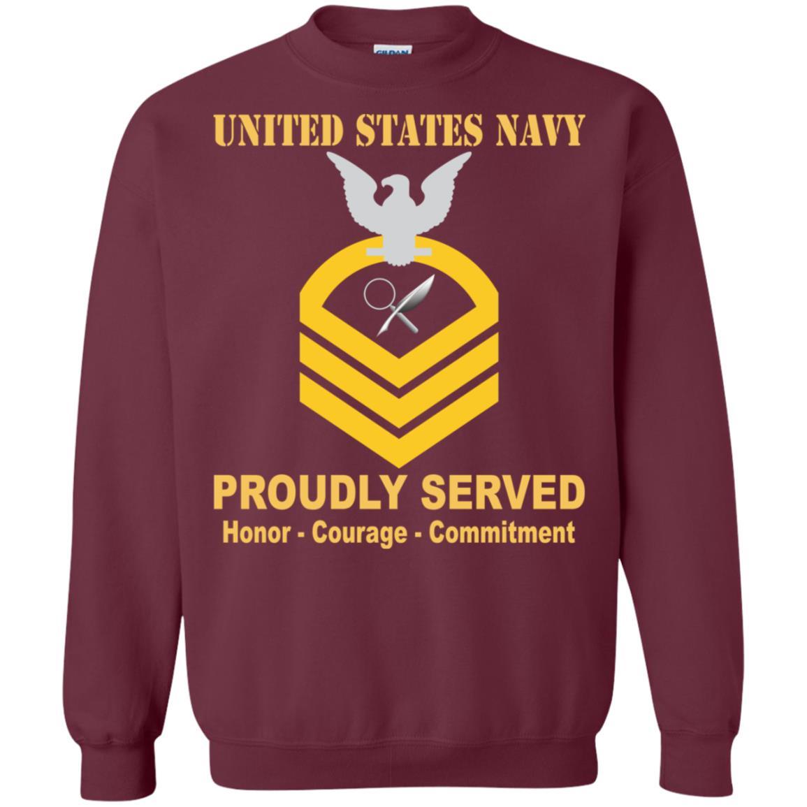 Navy Intelligence Specialist Navy IS E-7 Rating Badges Proudly Served T-Shirt For Men On Front-TShirt-Navy-Veterans Nation