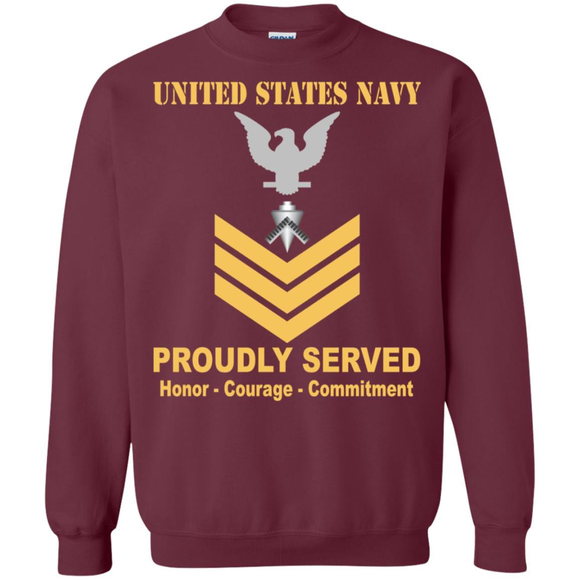 U.S Navy Builder Navy BU E-6 Rating Badges Proudly Served T-Shirt For Men On Front-TShirt-Navy-Veterans Nation