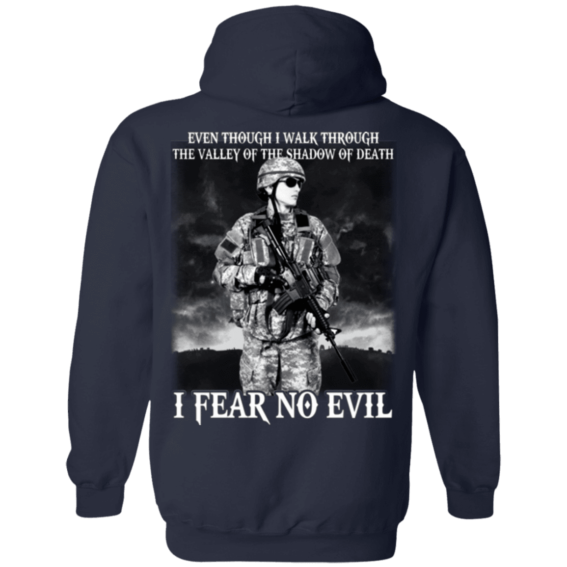 Military T-Shirt "I Fear No Evil Female Veteran Design" On Back-TShirt-General-Veterans Nation