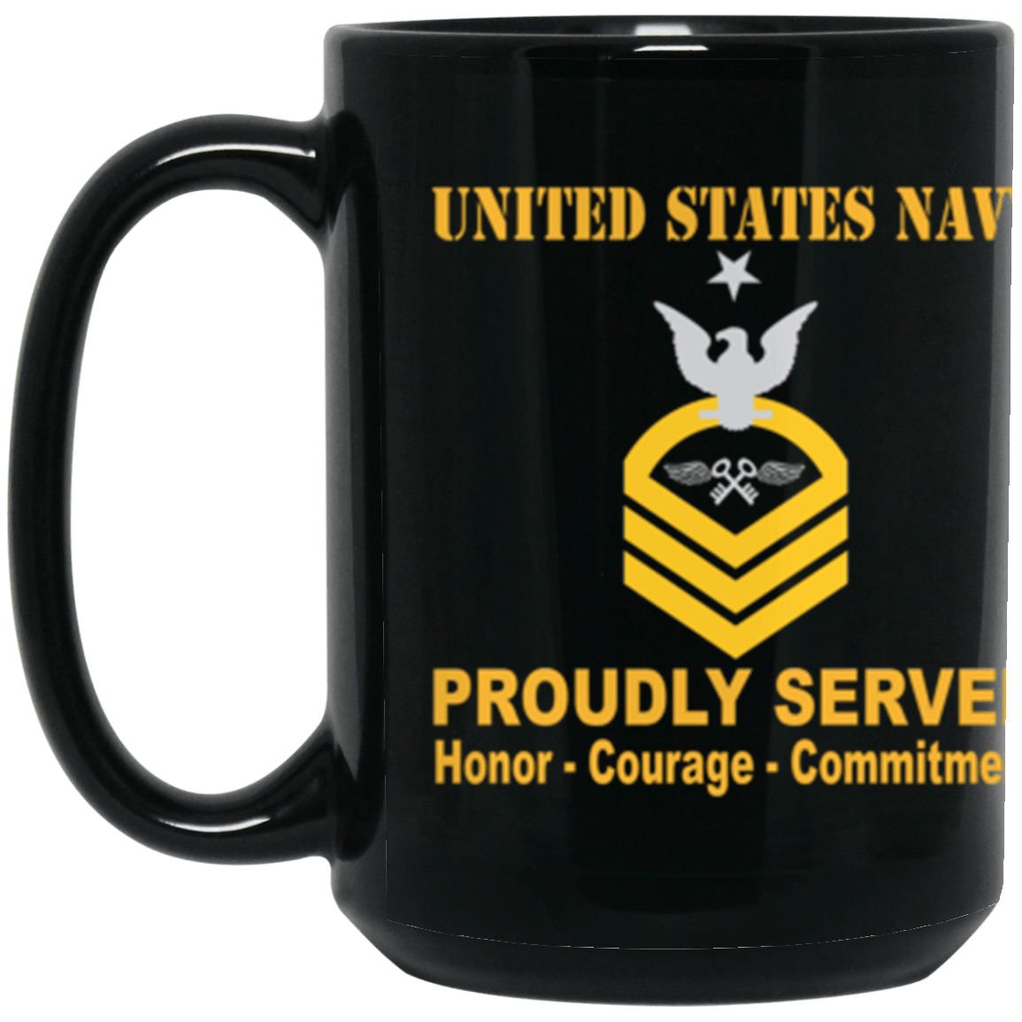 US Navy AK E-8 15 oz. Black Mug-Mug-Navy-Rating-Veterans Nation