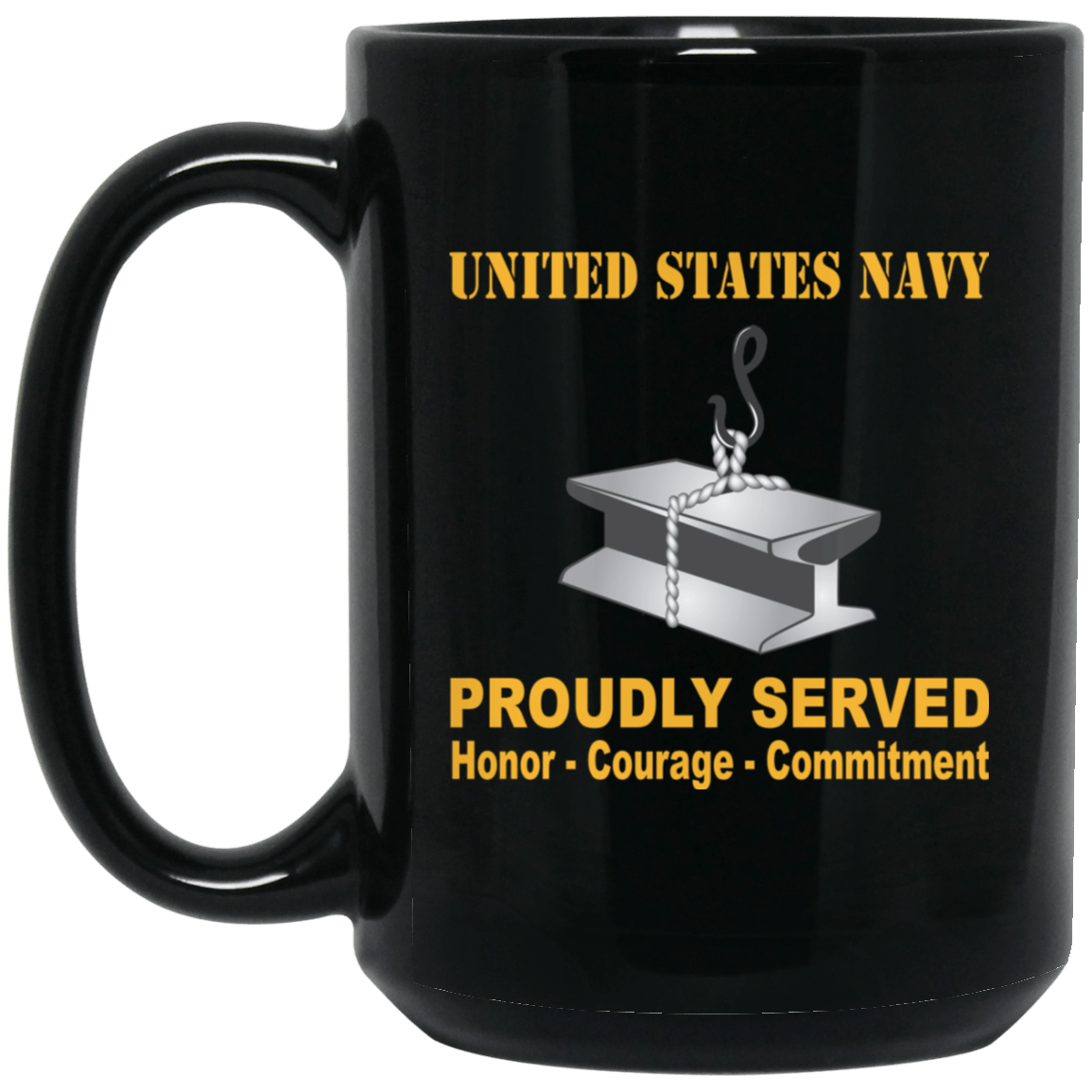 Navy Steelworker Navy SW Proudly Served Black Mug 11 oz - 15 oz-Mug-Navy-Rate-Veterans Nation