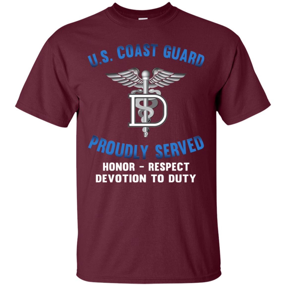 US Coast Guard Dental Technician DT Logo Proudly Served T-Shirt For Men On Front-TShirt-USCG-Veterans Nation