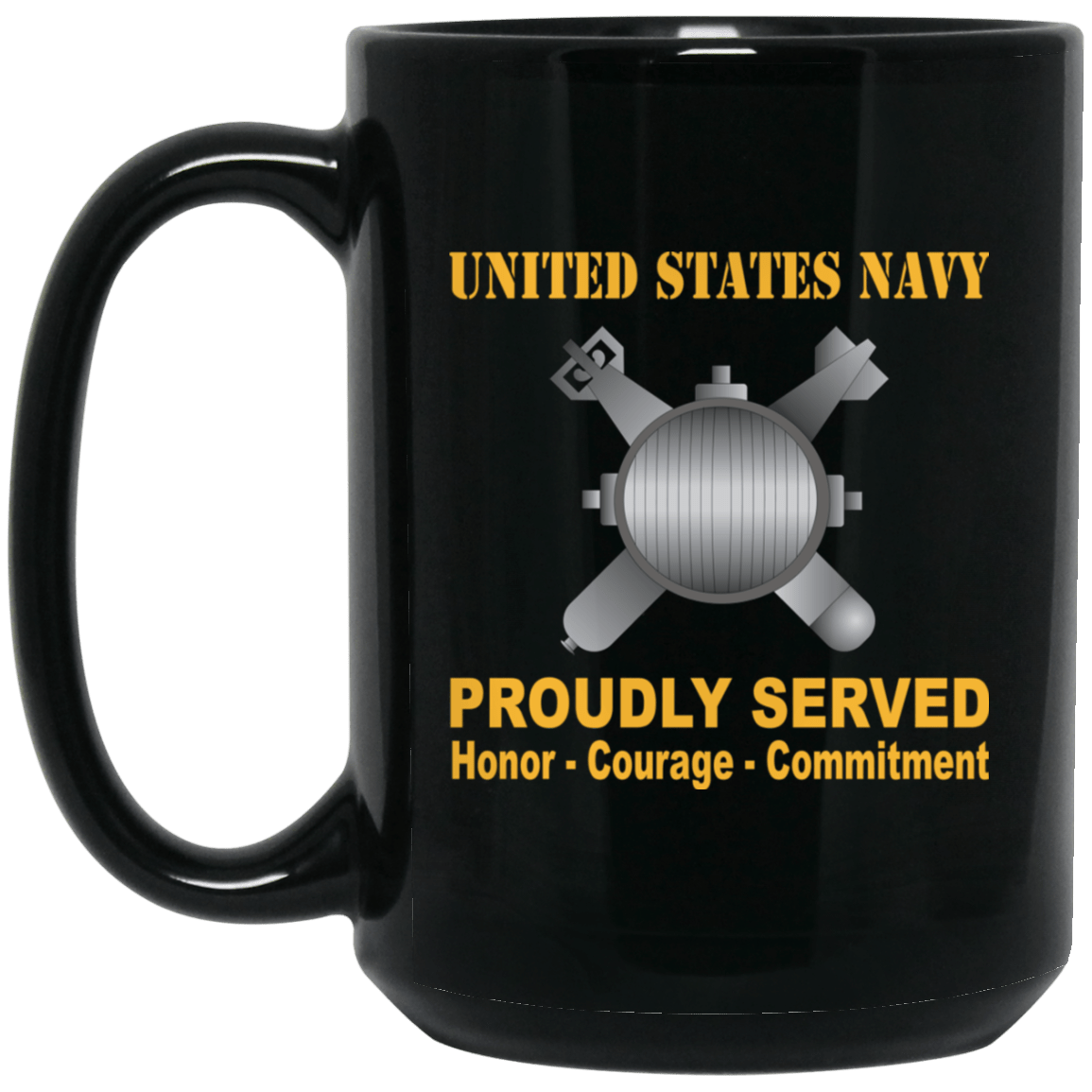 Navy Explosive Ordnance Disposal Navy EOD Proudly Served Black Mug 11 oz - 15 oz-Mug-Navy-Rate-Veterans Nation